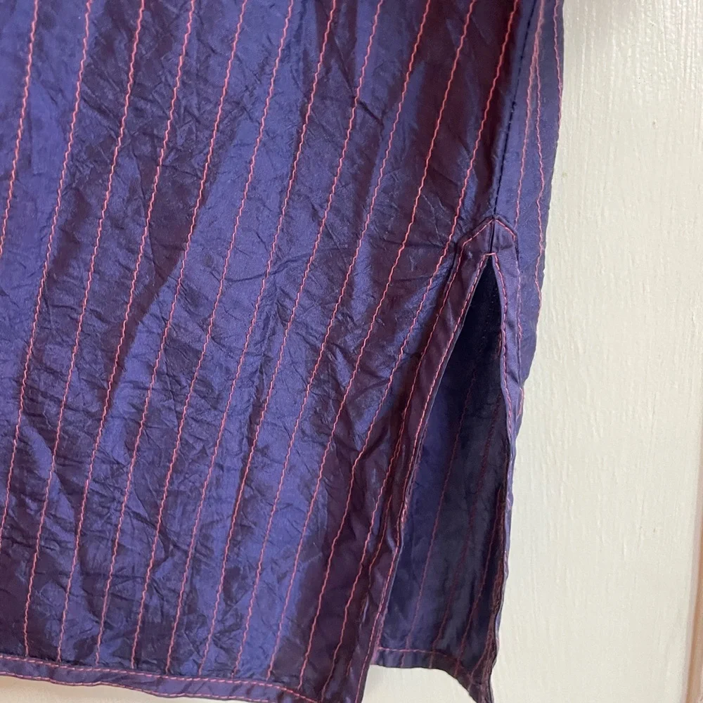 Eileen Fisher Purple Striped Button-Front Jacket